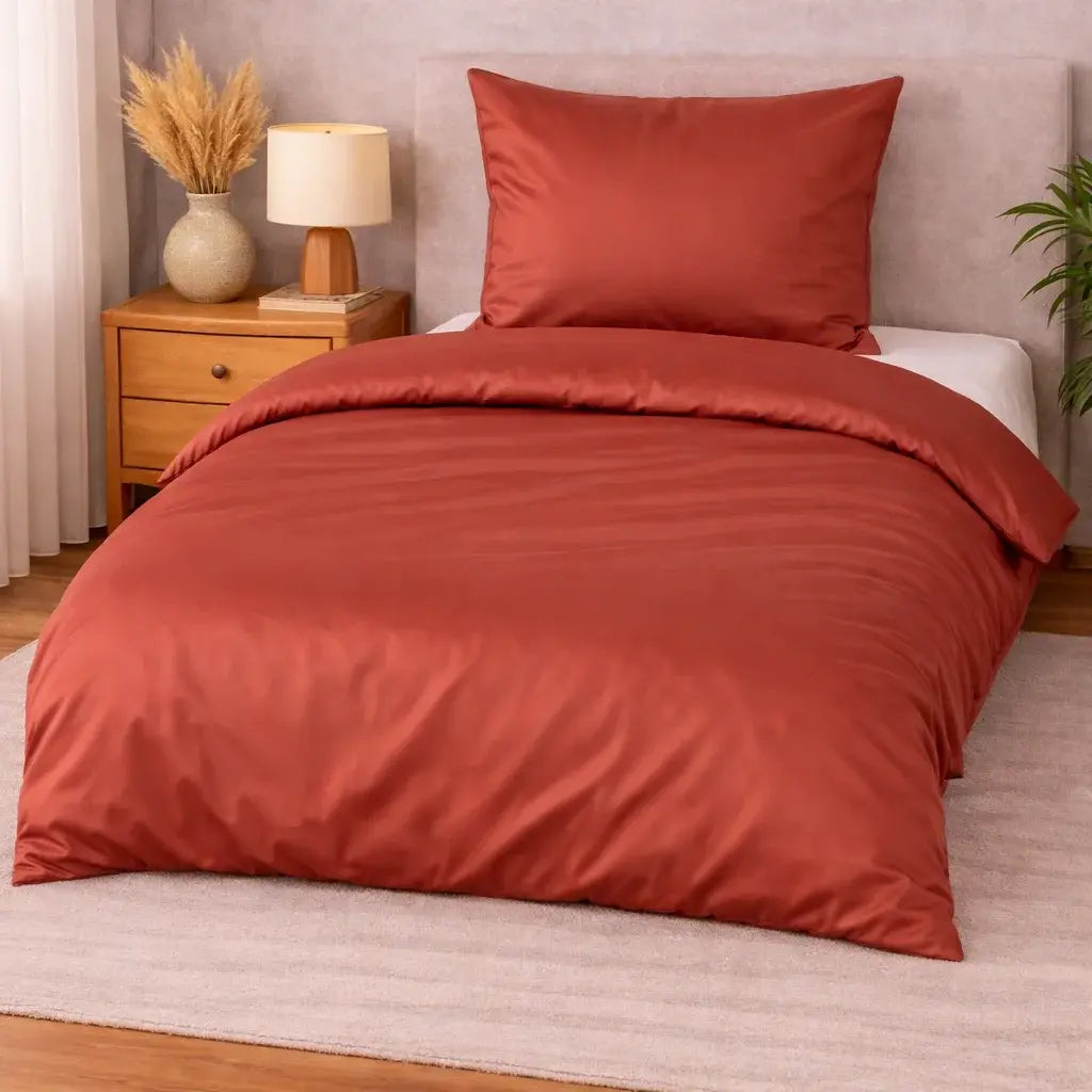 100 % lyocell bambus sengetøj | 140 x 220 cm – Rust rød