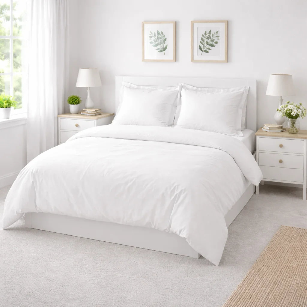 SOPIRE Superior Plain satin sengesæt | Hvid | 240 x 220 cm