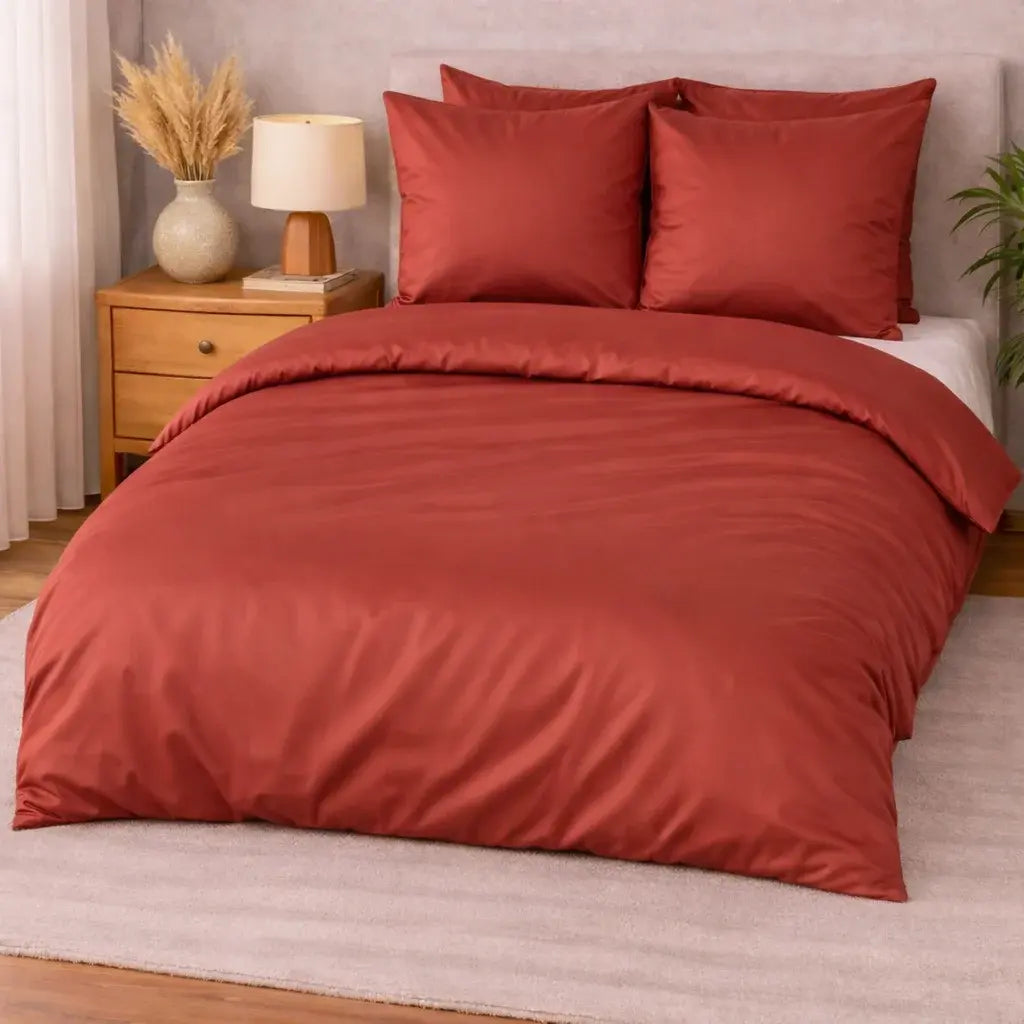 100 % lyocell bambus sengetøj | 200 x 220 cm – Rust rød