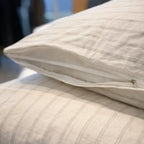 Sengetøj 100% vasket hør   140x220 cm – 3 smal beiges strib