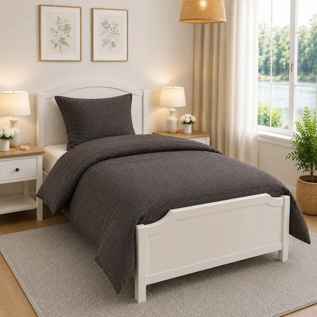 Sengetøj 100% vasket hør   140x200 cm – Antracit