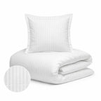 SOPIRE Premium hvid smal strib satin sengetøj 140x200