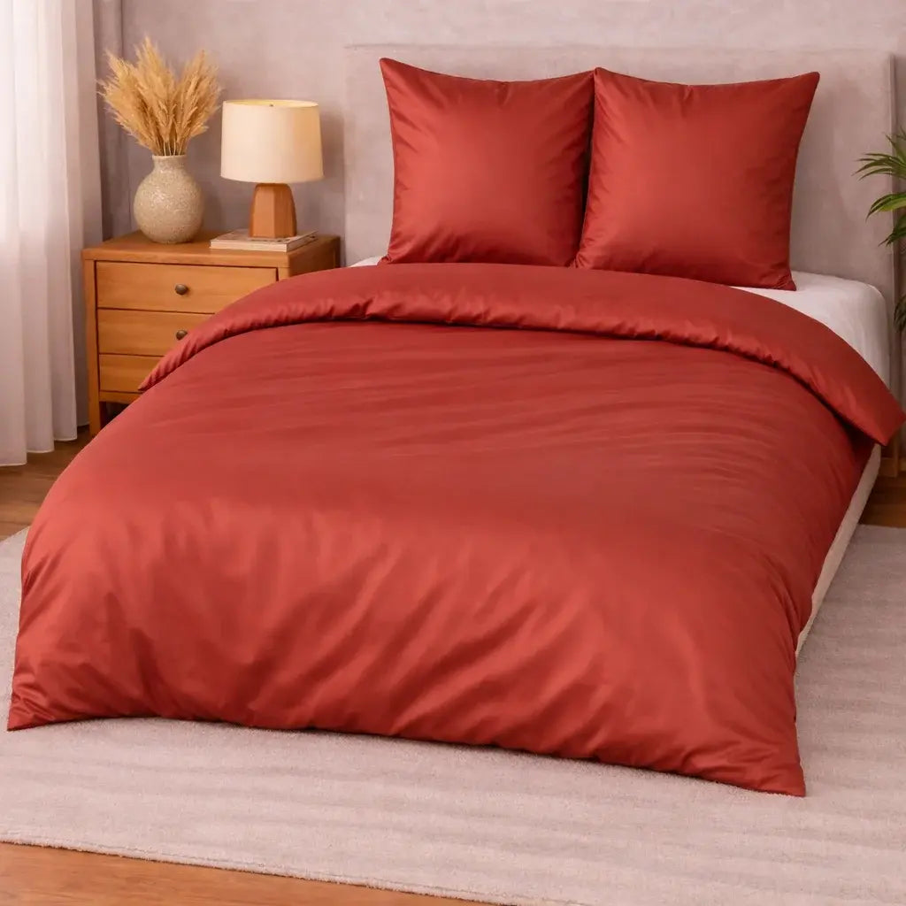 100 % lyocell bambus sengetøj | 240 x 220 cm – Rust rød