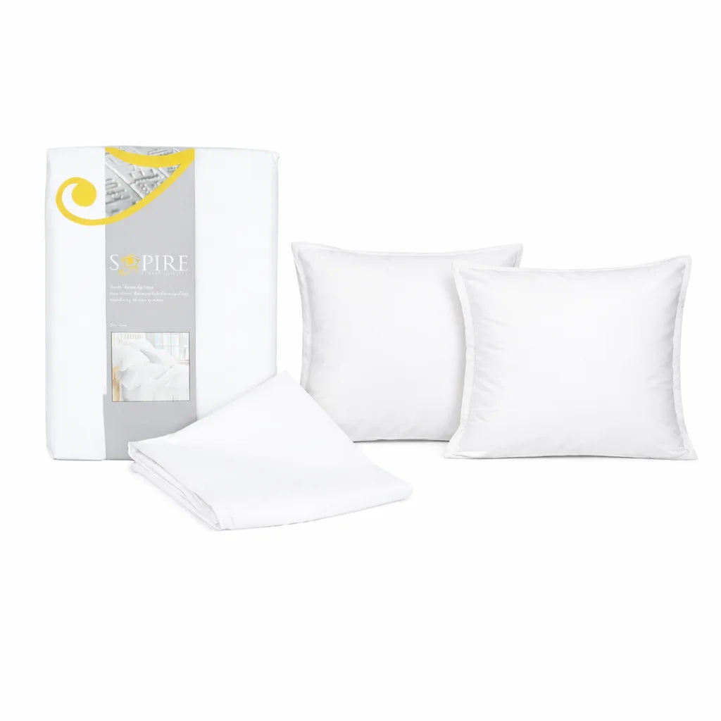 Sopire Absolute White fladlagen i 280 x 280 cm + 2x pudebetræk i egyptisk bomuld i 60 x 63 cm