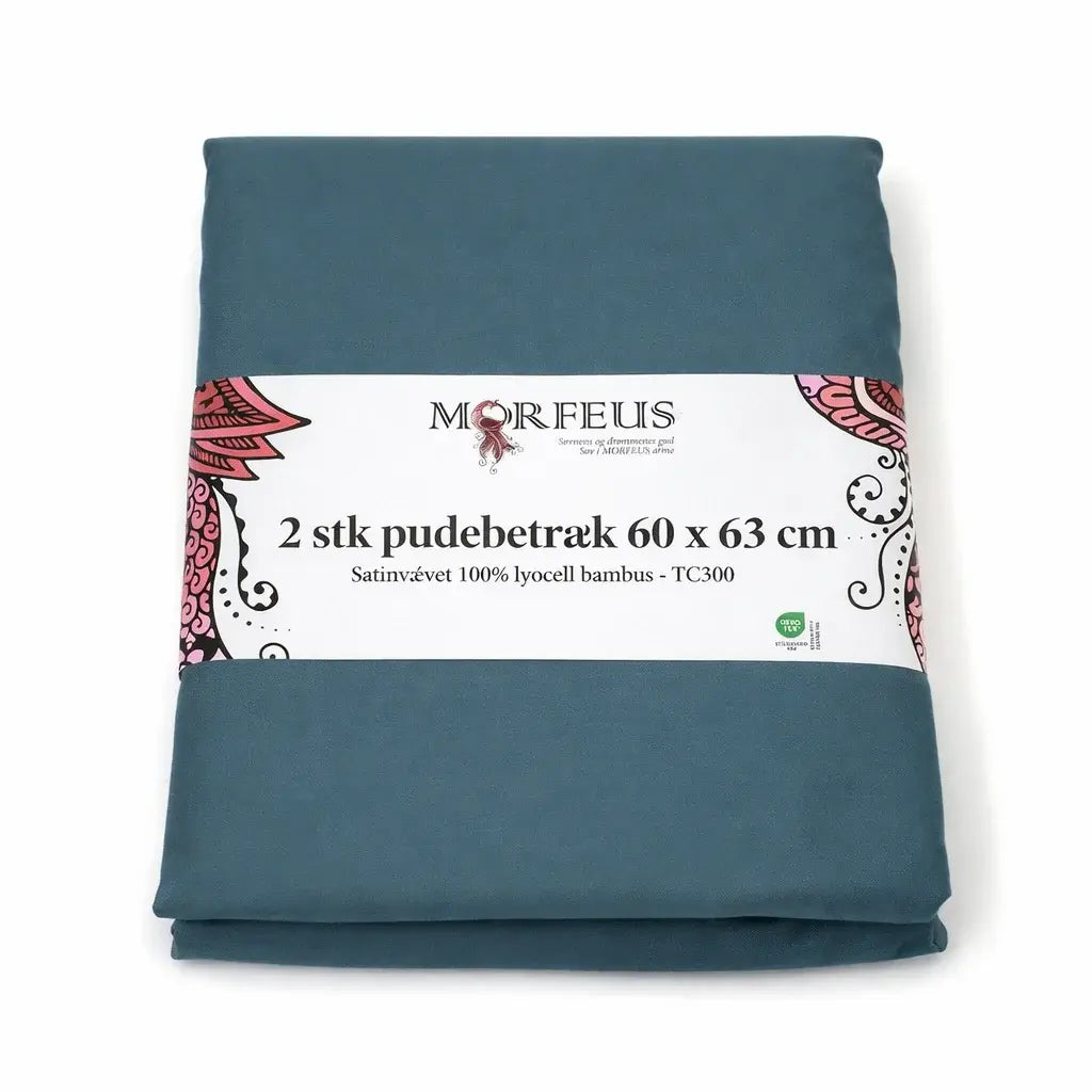 2 stk – Morfeus 100% lyocell bambus hovedpudebetræk | 60 x 63 cn – Blå – Petroleum