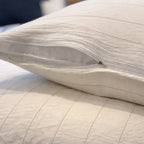 Sengetøj 100% vasket hør   140x220 cm – Smal beiges strib