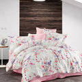 Sengetøj i bomuldssatin | 140 x 200 cm – Rosa – Blomster – 100% bomuldssatin – Alice