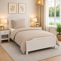 Sengetøj 100% vasket hør   140x200 cm – Smal brun strib