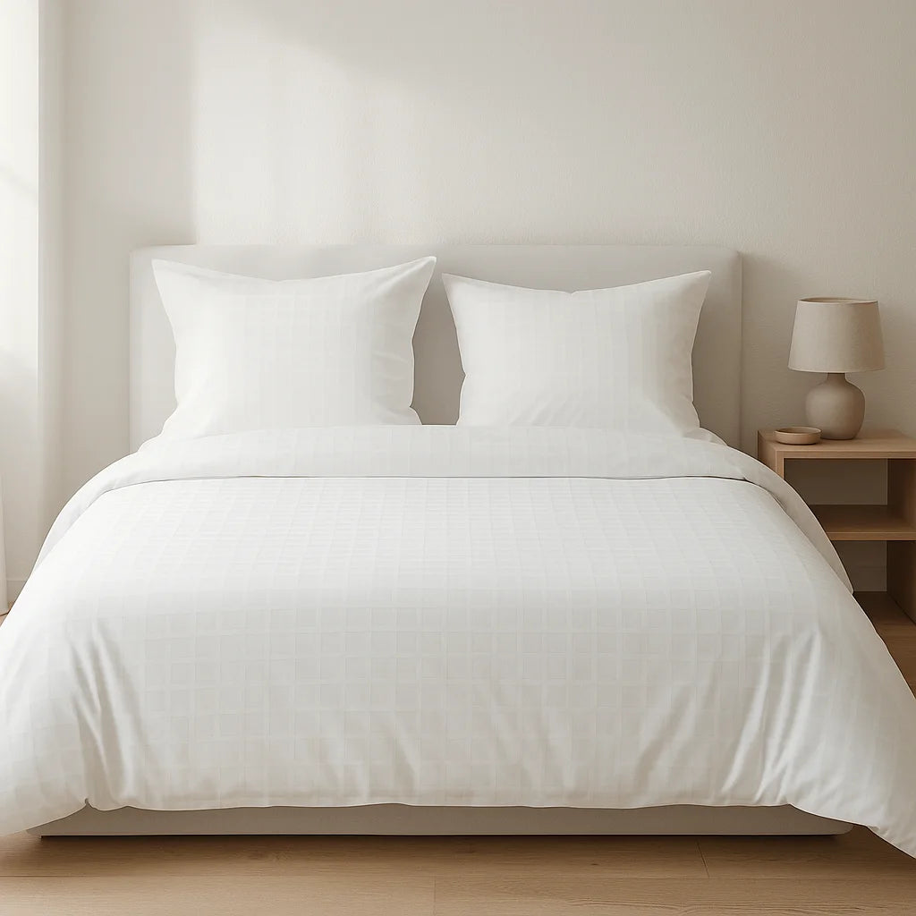 White Carstel bomuldspercale sengetøj TC210 hvid 140x200