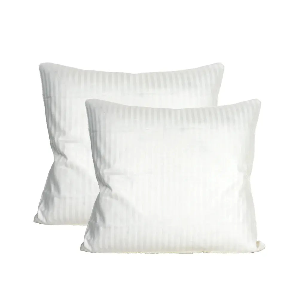 2 stk – Stribet satin hovedpudebetræk | 60 x 63 cm – Hvid