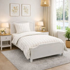 Sengetøj 100% vasket hør   140x220 cm – Grøn strib