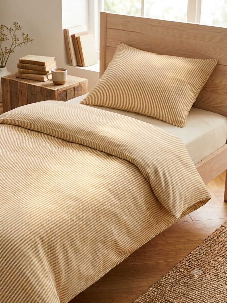 Sengetøj 100% vasket hør   140x200 cm – Sennep