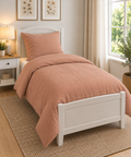 Sengetøj 100% vasket hør   140x220 cm – Salmon