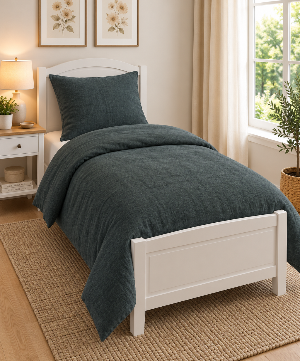 Sengetøj 100% vasket hør   140x220 cm – Marine