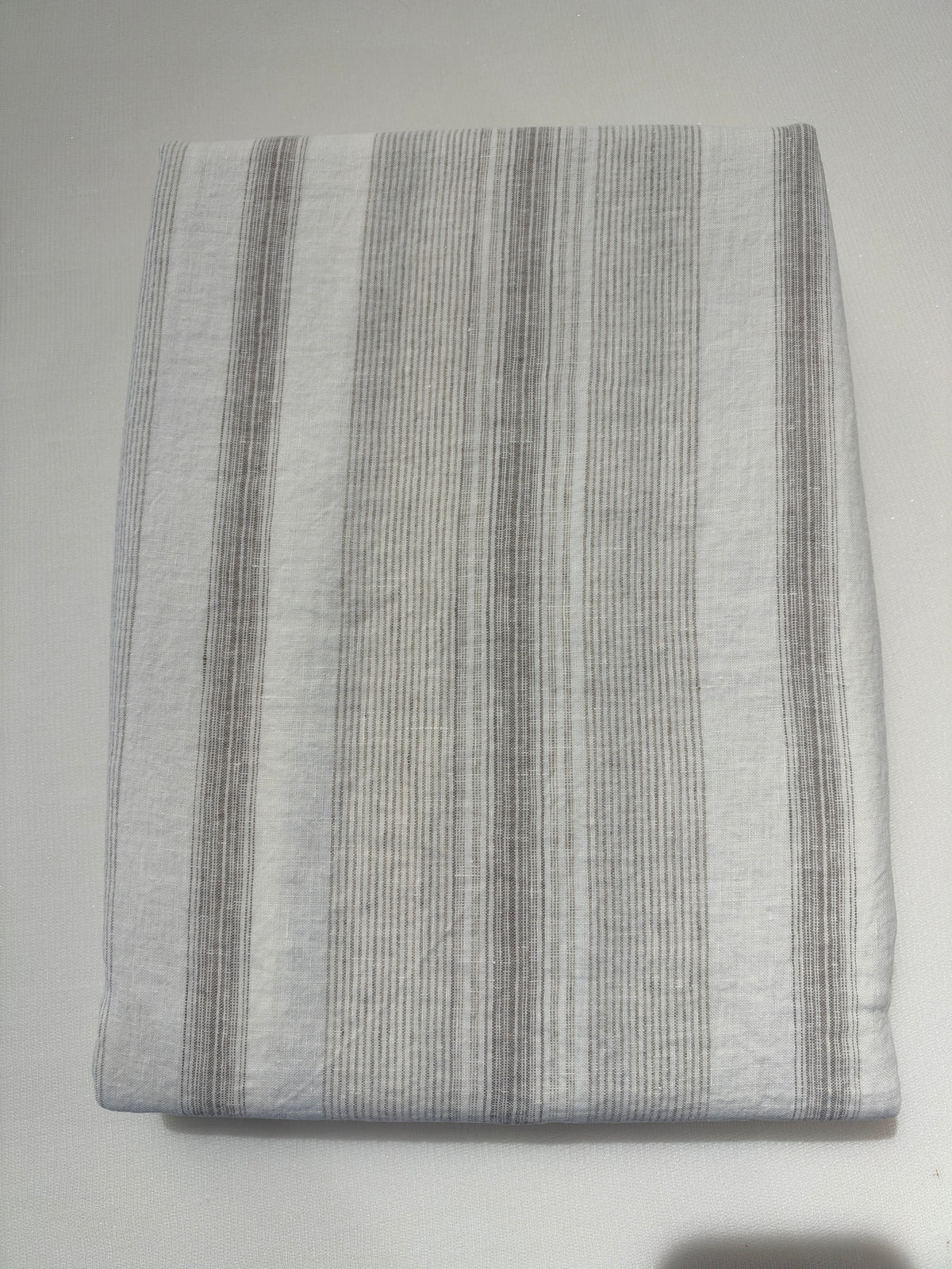Sengetøj 100% vasket hør   140x220 cm – Stribet beiges