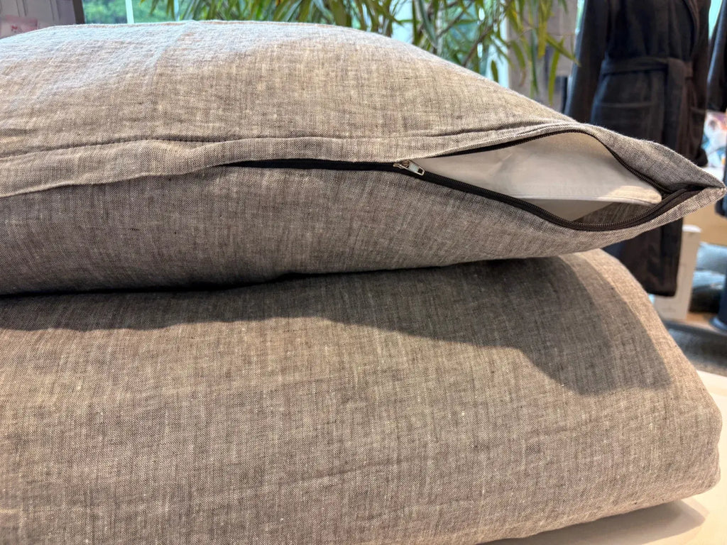 Sengetøj 100% vasket hør   140x220 cm – Mørke grå
