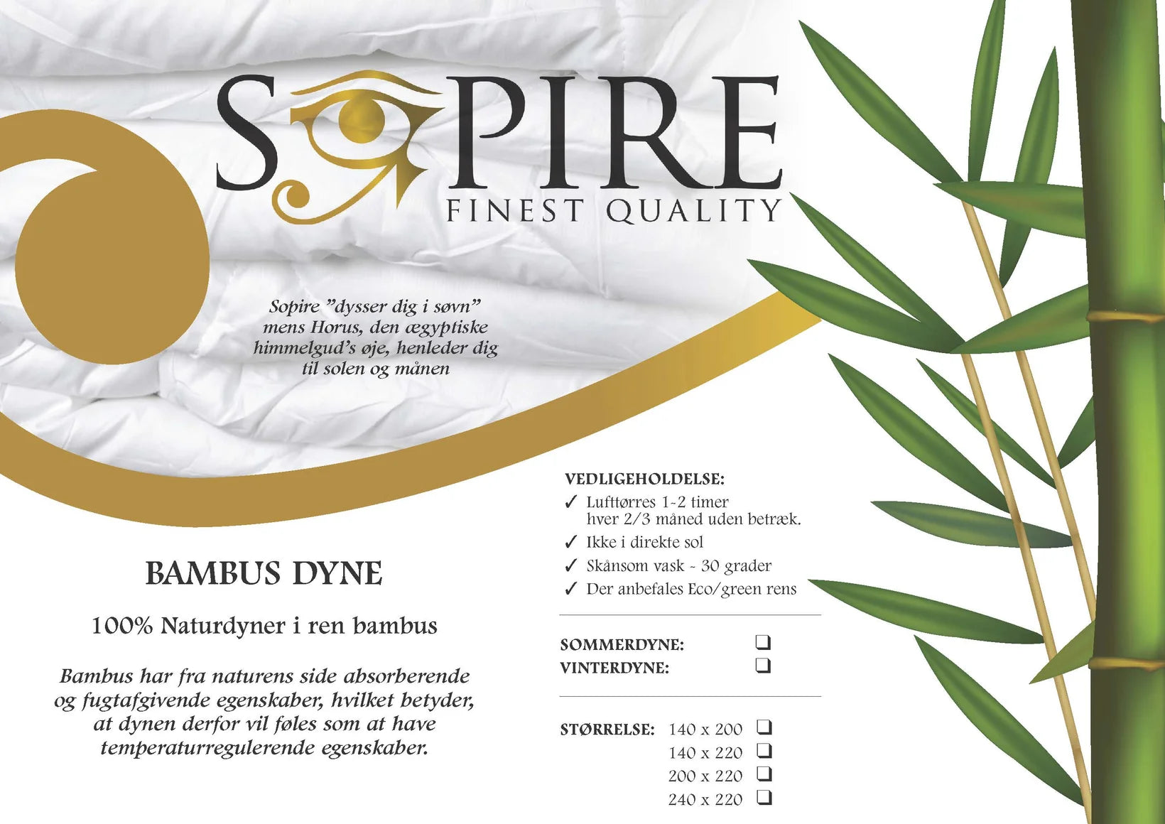 Sopire Bambusdyne | Helårsdyne | 200 x 220 cm