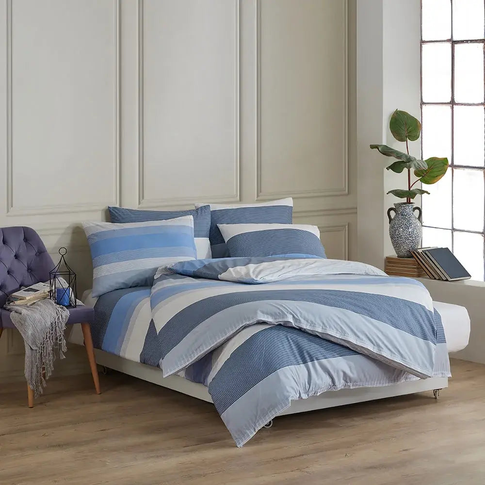 Renforce sengetøj | 140 x 200 cm – Blå – Blomster – jerry Blue