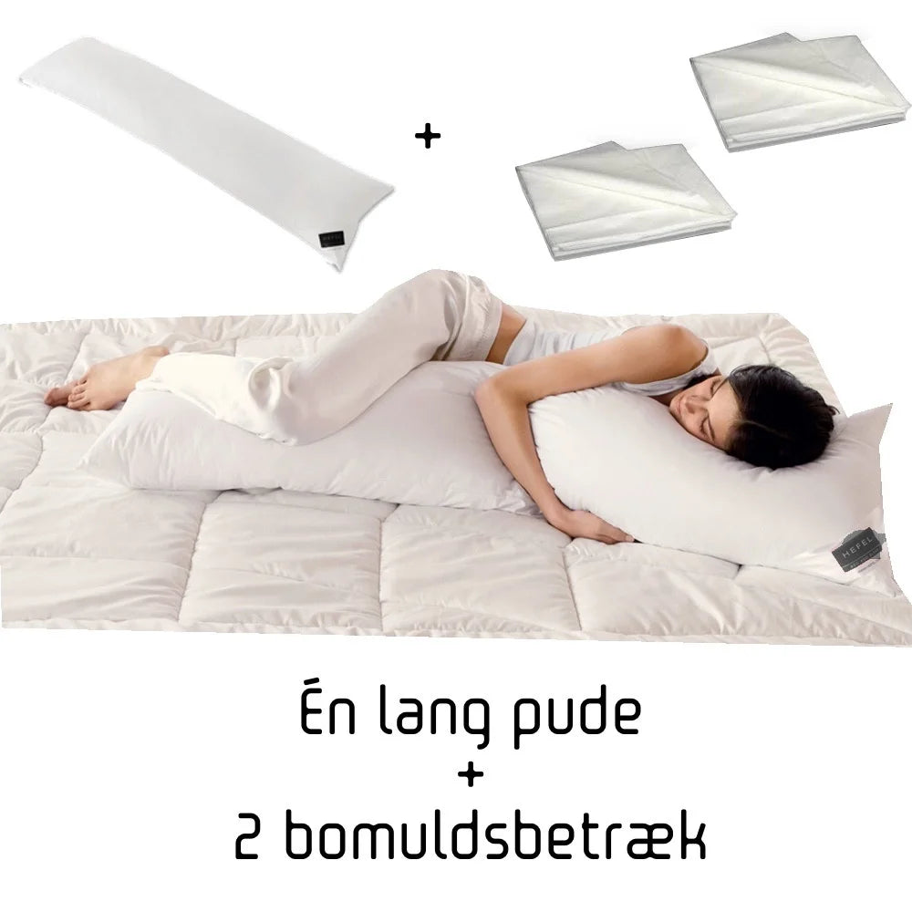JOHAN HEFEL SIDE-SLEEP-PILLOW 160X35 INCL 2 STK SMAL STRIB TC 300 BOMULDS BETRÆK