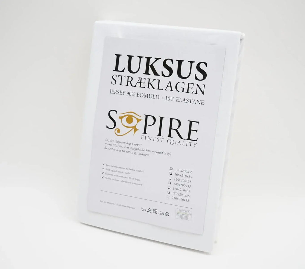 Premium jersey stræklagen 120x200x35 hvid