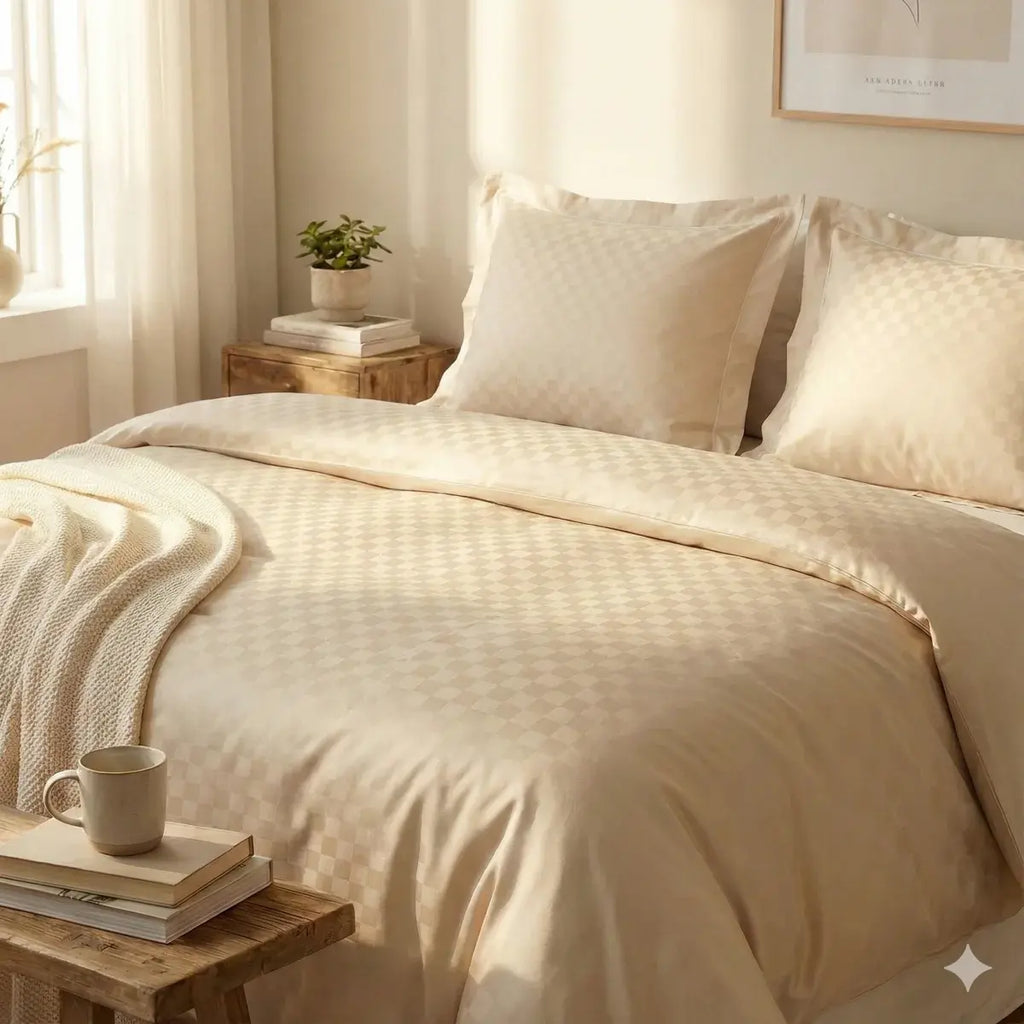 VERONA Bambus sengetøj | 140 x 220 cm – Champagne