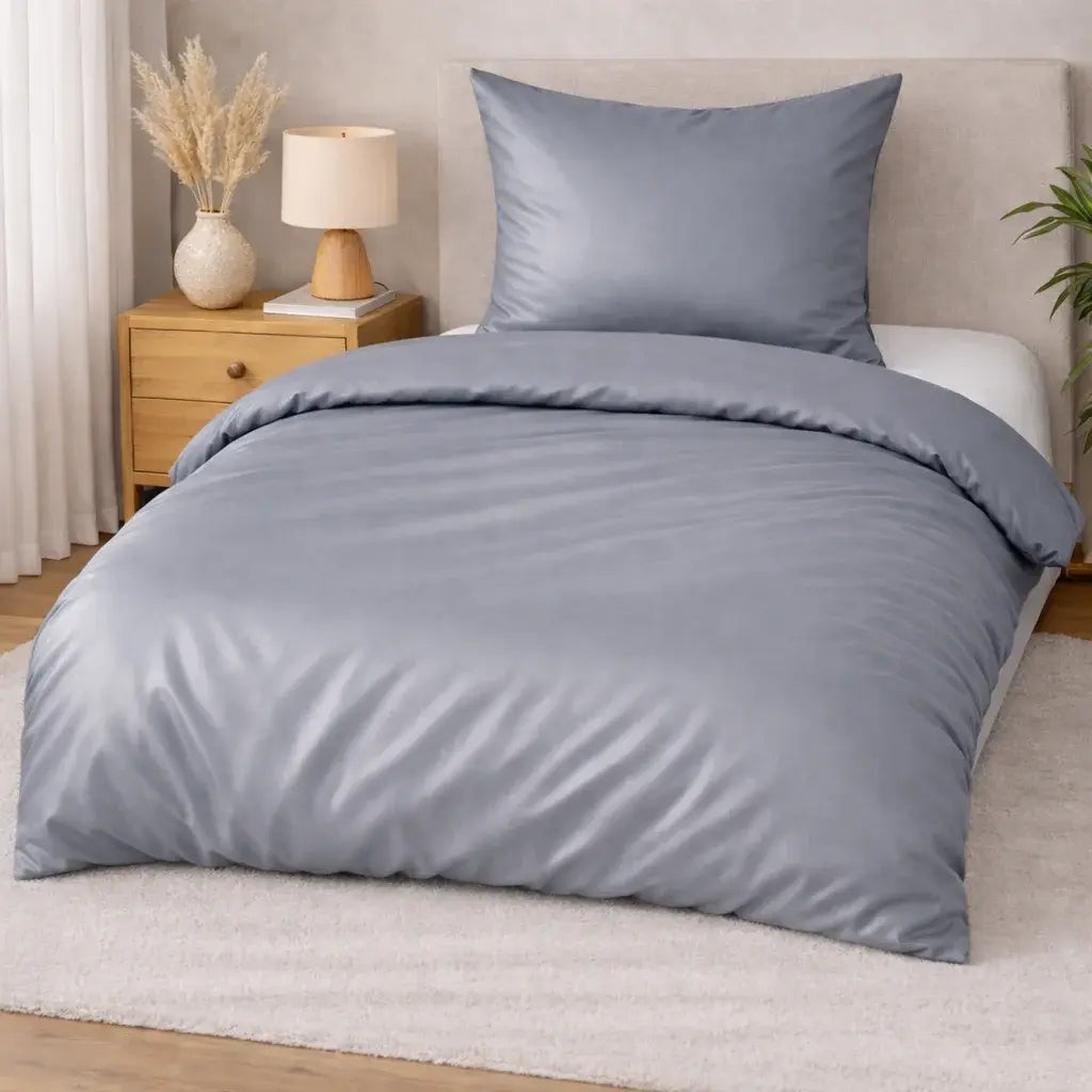 100 % lyocell bambus sengetøj | 140 x 220 cm – Grå – Stålgrå