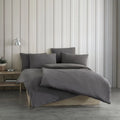 Stone Washed sengetøj i 100% bomuld | 140 x 220 cm – Grå – Antrasit
