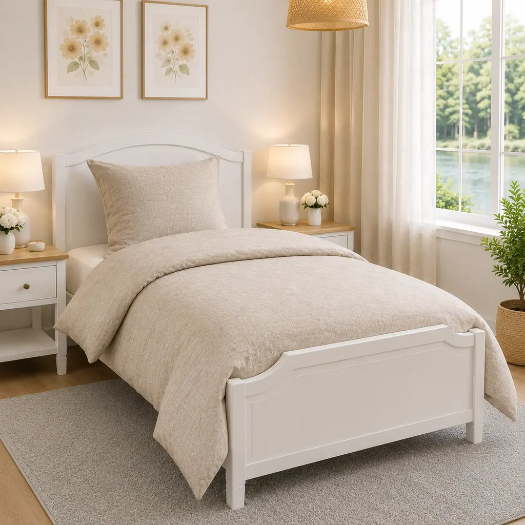 Sengetøj 100% vasket hør   140x200 cm – Natur