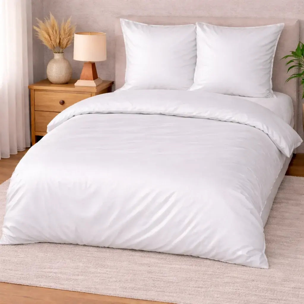 100 % lyocell bambus sengetøj | 240 x 220 cm – Hvid – Ensfarvet