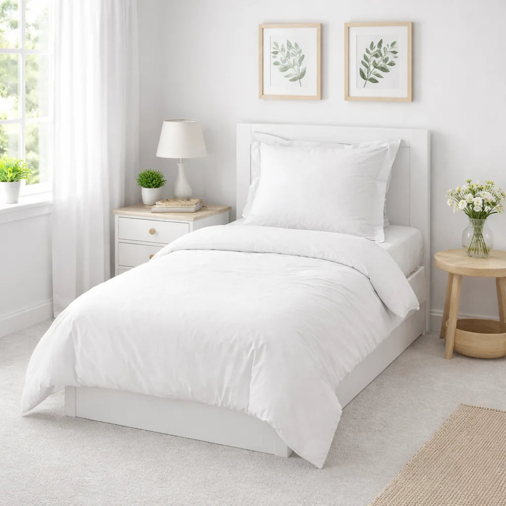 SOPIRE Superior Plain satin sengesæt | Hvid | 140 x 220 cm