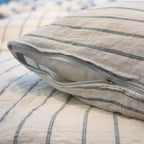 Sengetøj 100% vasket hør   140x220 cm – Grøn strib