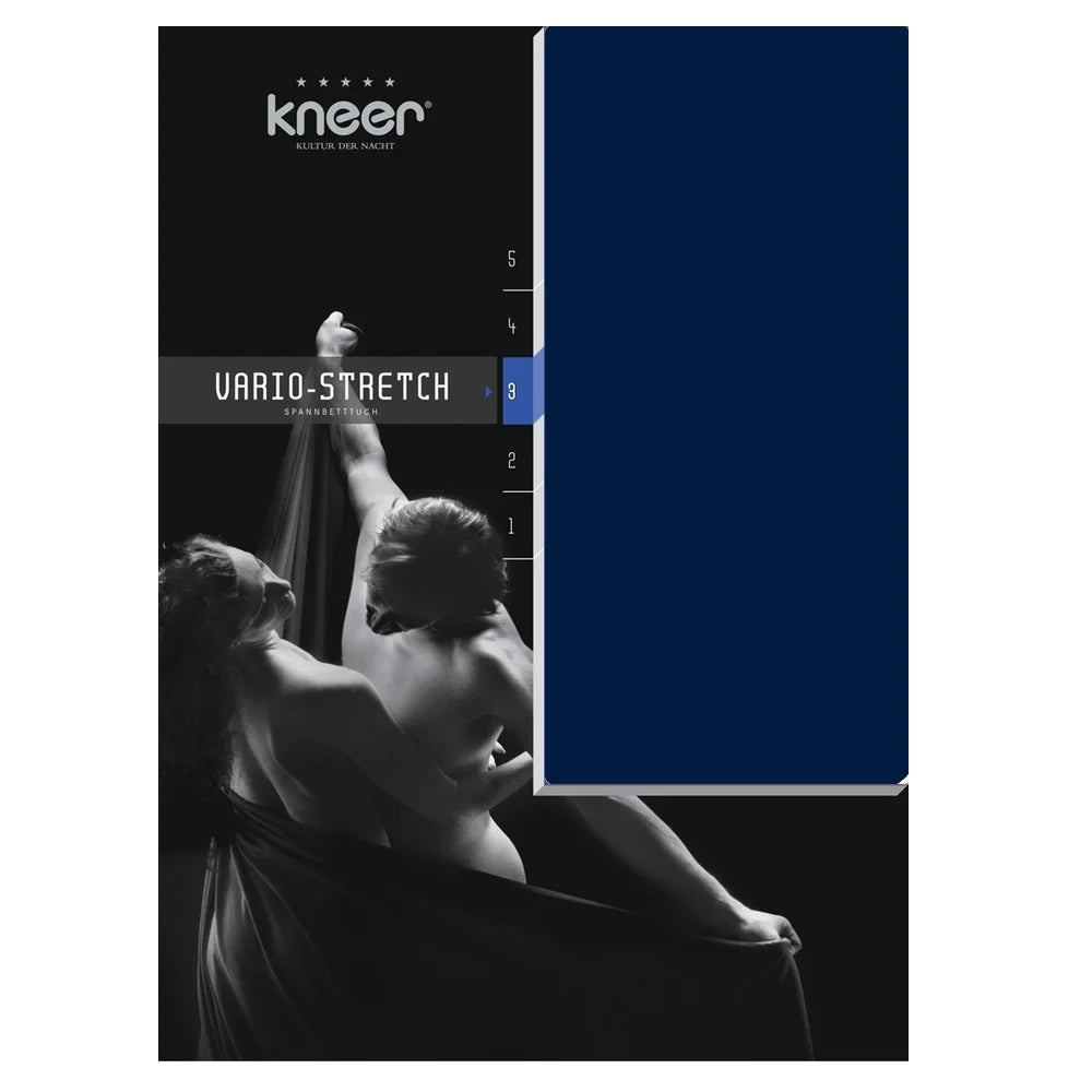 KNEER KV. 22 STRÆKLAGEN JERSEY MARINE BLÅ 90X200/220