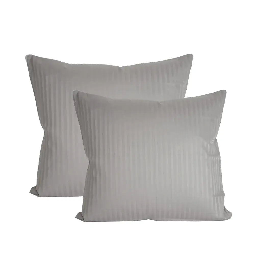 2 stk – Stribet satin hovedpudebetræk | 60 x 63 cm – Grå