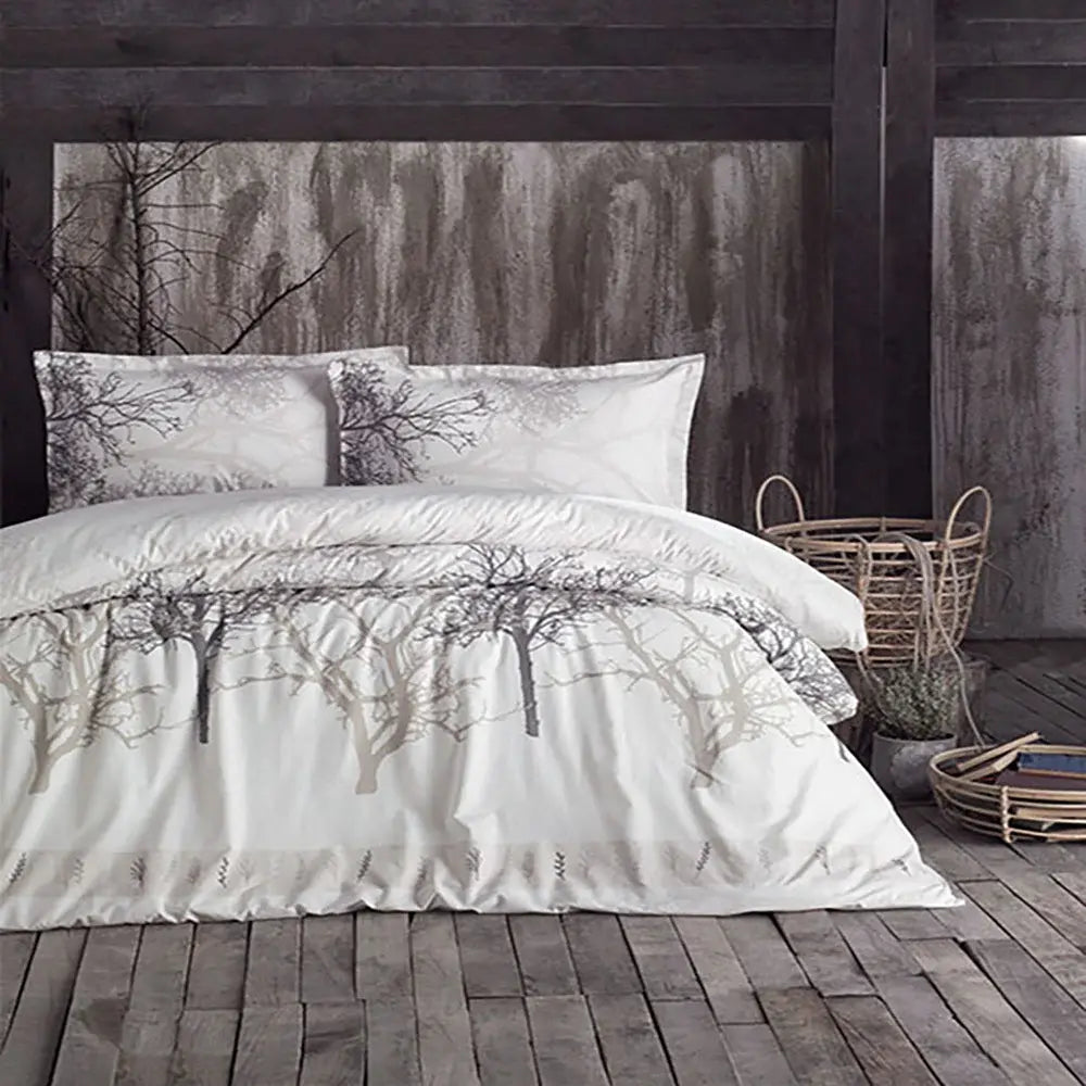 Renforce sengetøj | 140 x 220 cm – Grå, hvid og beige