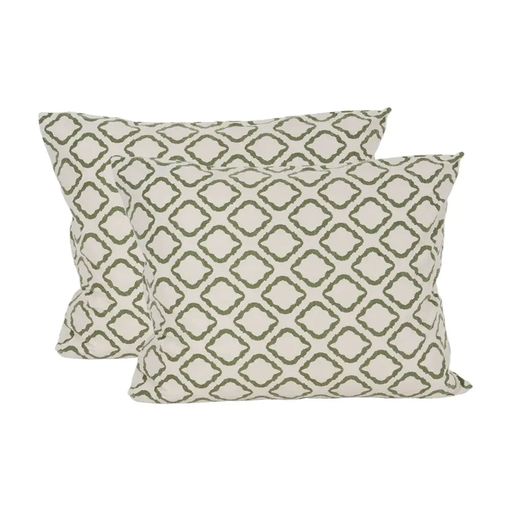 Luksus Flonell hovedpudebetræk | 50 x 70 cm – Oliven kube