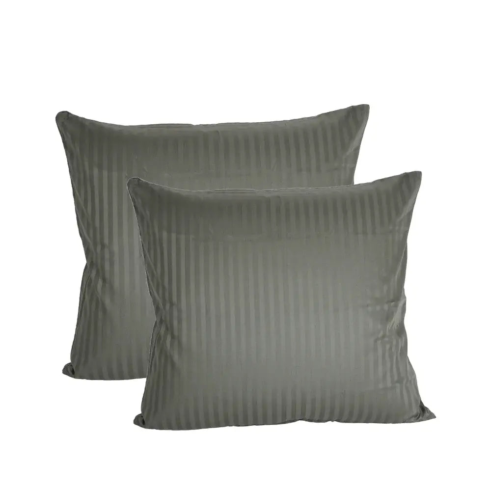 2 stk – Stribet satin hovedpudebetræk | 60 x 63 cm – Grøn