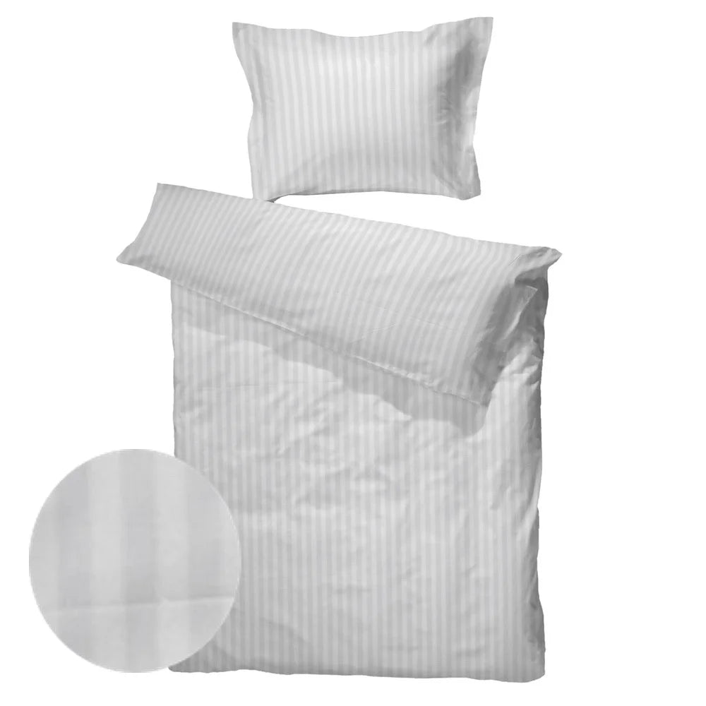 SOPIRE Premium hvid smal strib satin sengetøj 140x200