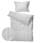 SOPIRE Premium hvid smal strib satin sengetøj 140x200