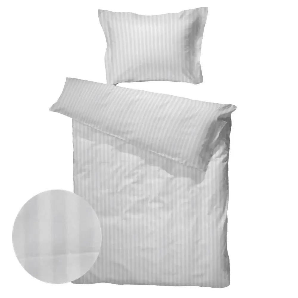 SOPIRE Premium hvid smal strib satin sengetøj 140x220