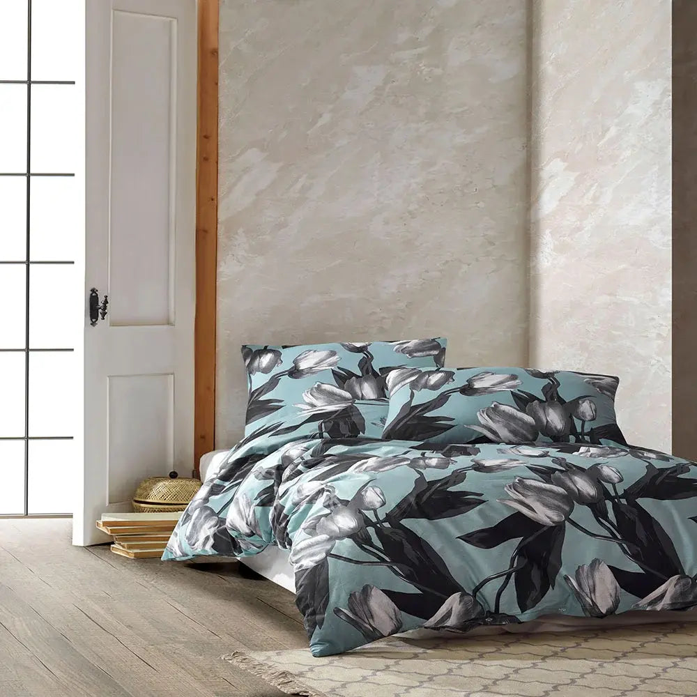 Renforce sengetøj | 140 x 200 cm – Blå, sort, og hvid