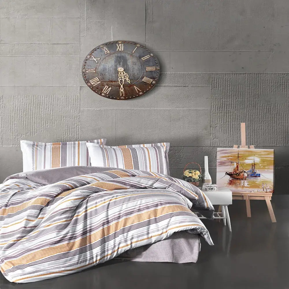 Renforce sengetøj | 140 x 220 cm – Lilla, orange og hvid